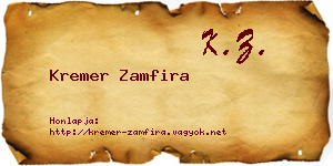 Kremer Zamfira névjegykártya